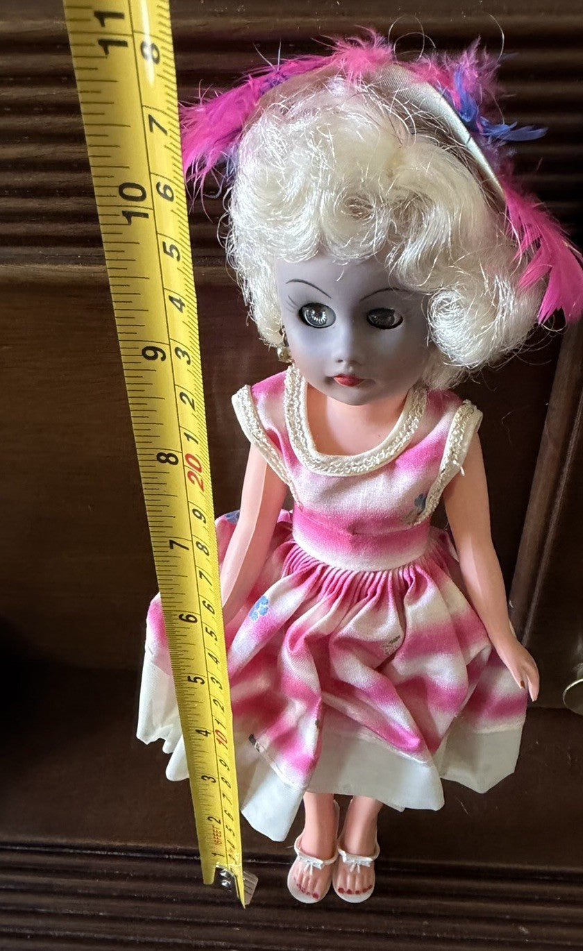 Vintage Sleepy Eye Blonde Fashion Dolls Lot 3 Bride Party Dress Feathers Dolls