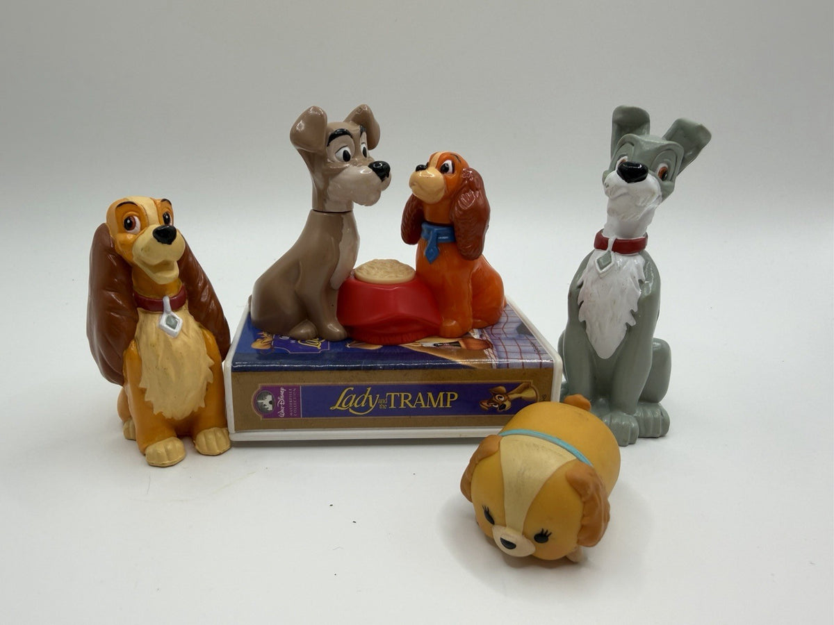 Vintage Disney Lady Tramp McDonalds Figurines Toy Collection Set 4 Figures VTG