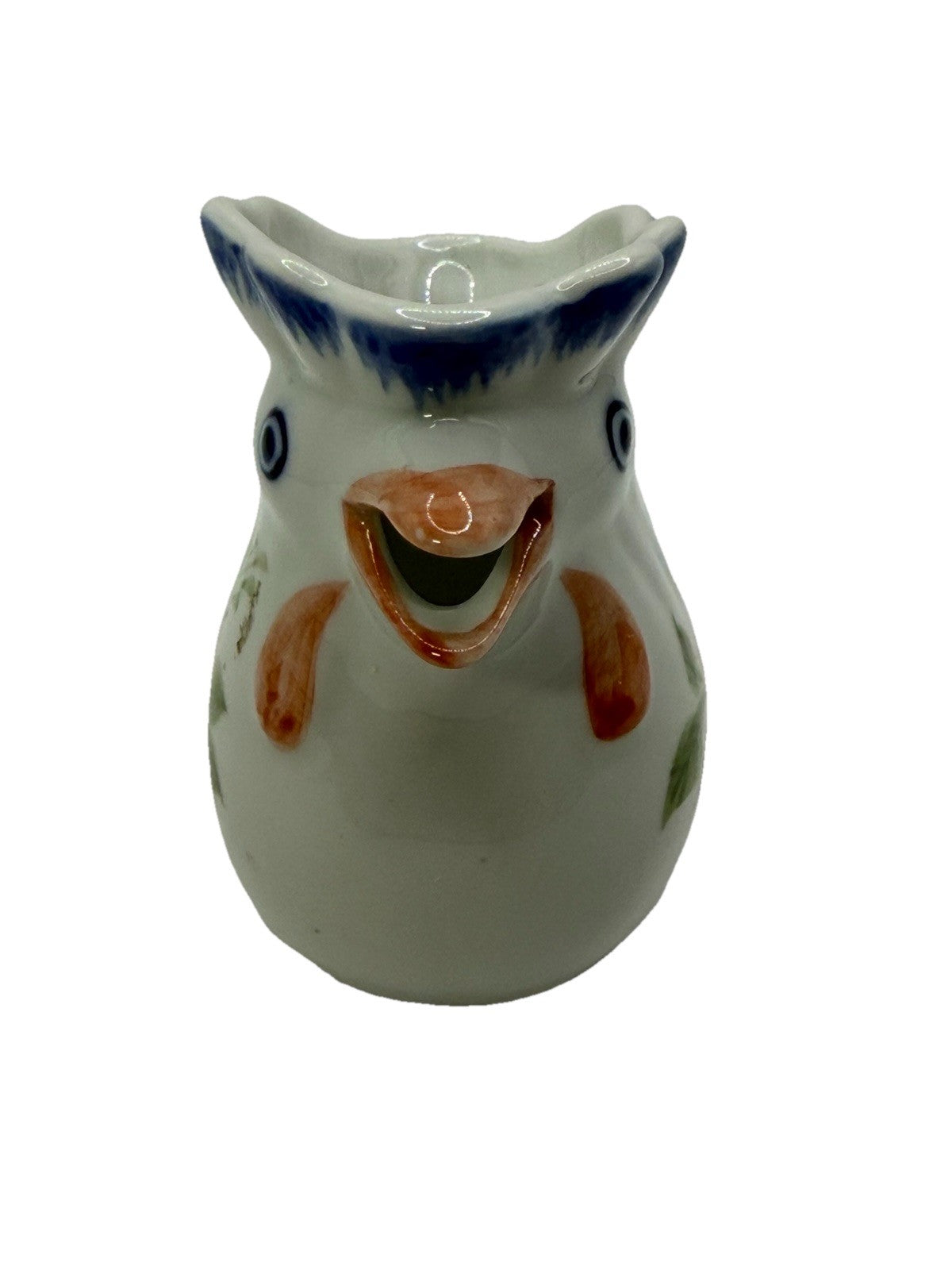 Vintage Andrea by Sadek Chicken Mini Creamer Pitcher with Floral Design 3.25"