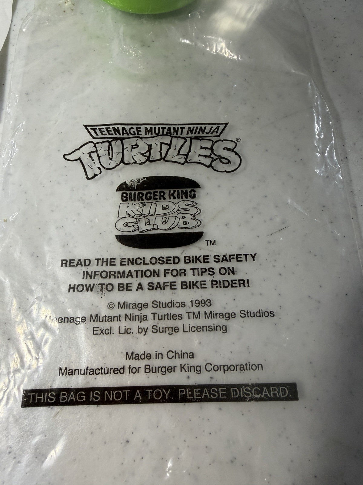 Vintage 1990 Burger King TMNT Ninja Sipper Bottle Complete Paperwork Premium Lot