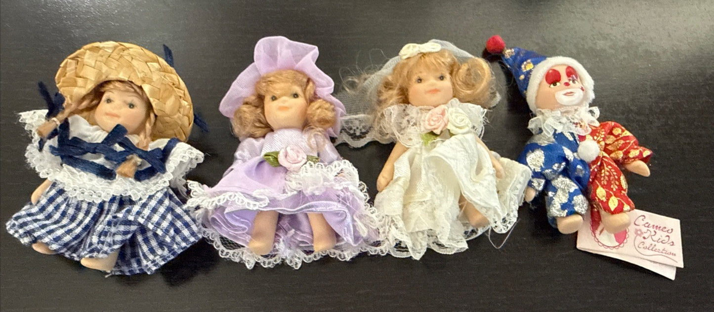 Cameo Kids Porcelain Dolls Lot of 5 Jointed 3" Mini Dolls