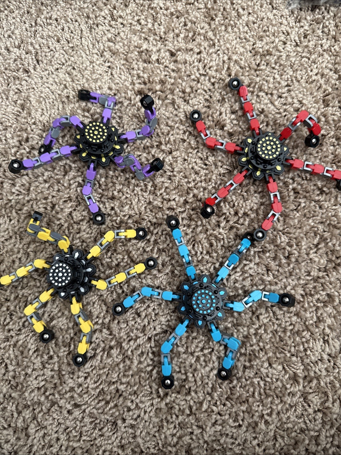 Transformable Fidget Spinner Set 4PC Sensory Stress Relief Desk Toy