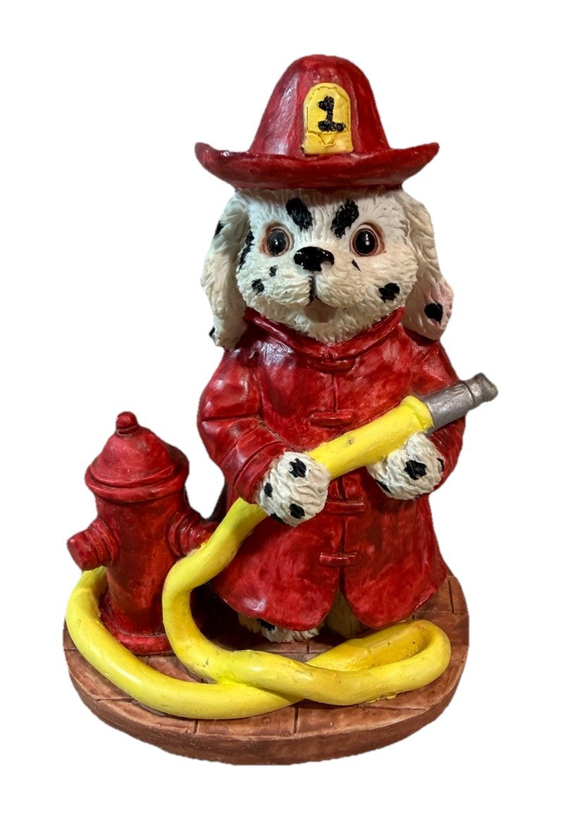 Vintage 1994 Firefighter Dalmatian Figurine Hydrant Hose Trippies