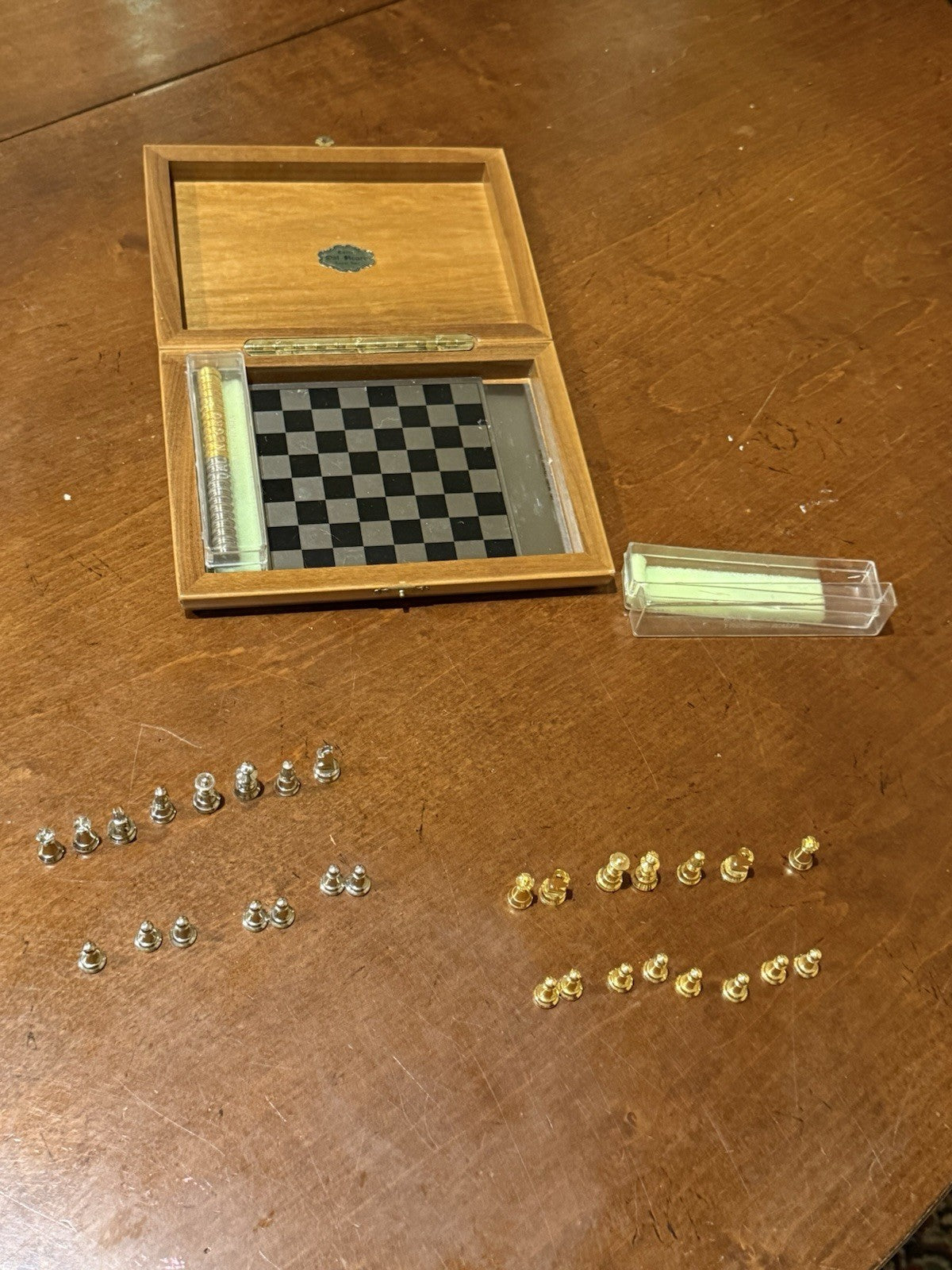 Vintage Dal Negro AY7384 Magnetic Chess Draughts Set Wooden Italy