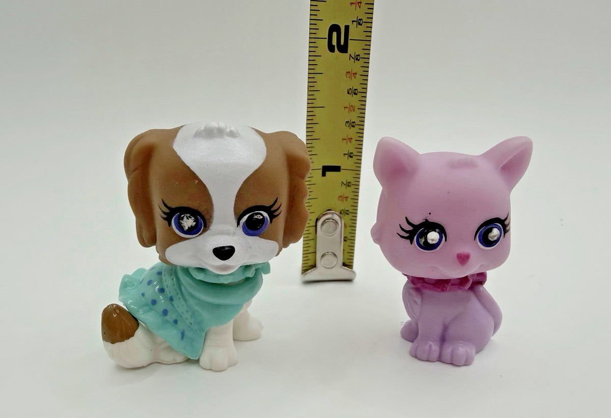 Polly Pocket Doll Figures Lot of 7 Mattel Mini Dolls Pets Dog Cat 3.5" Toys Set