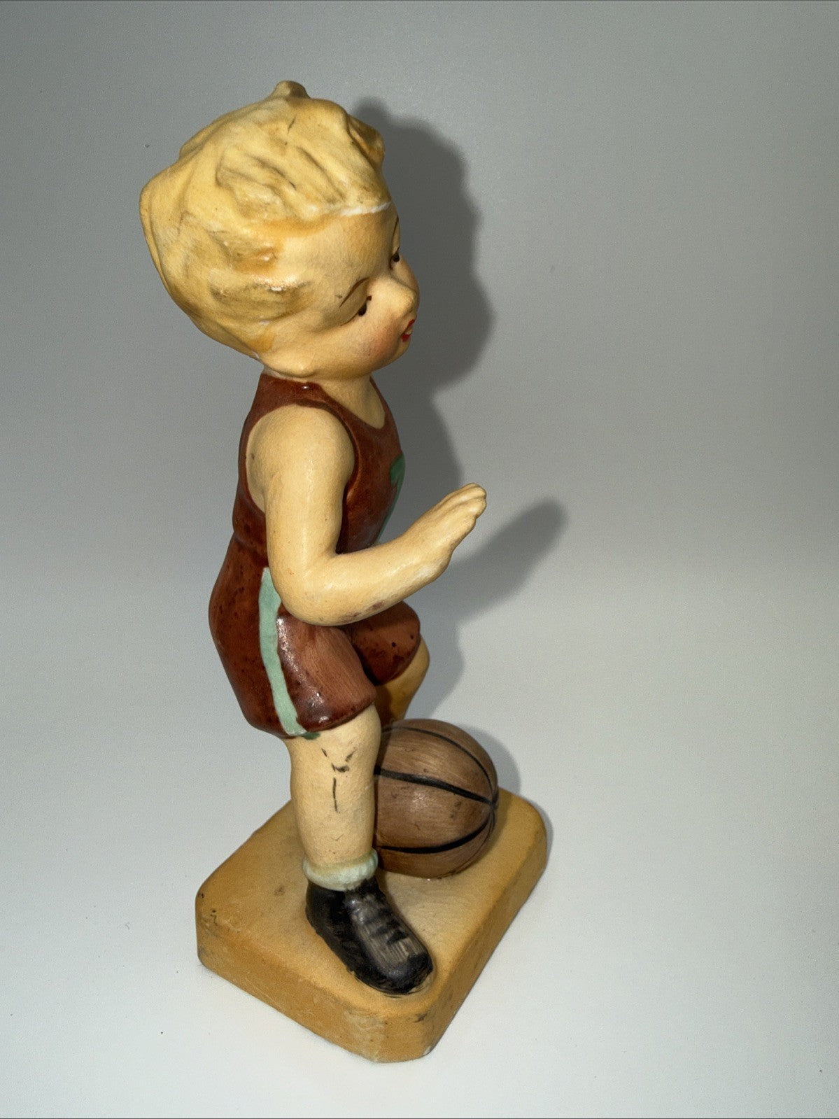 Vintage Japan Little Basketball Boy Set Of 2 figurines #1 #7 5.5" Tall