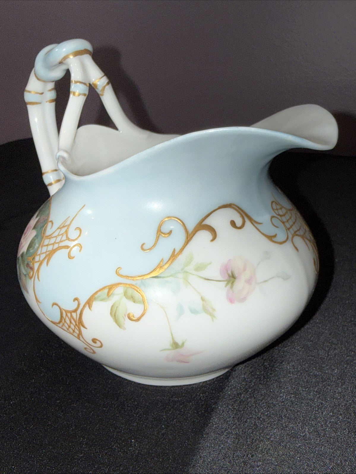 Antique Jean Pouyat Limoges France Hand Painted Creamer & Sugar Bowl Set Elegant
