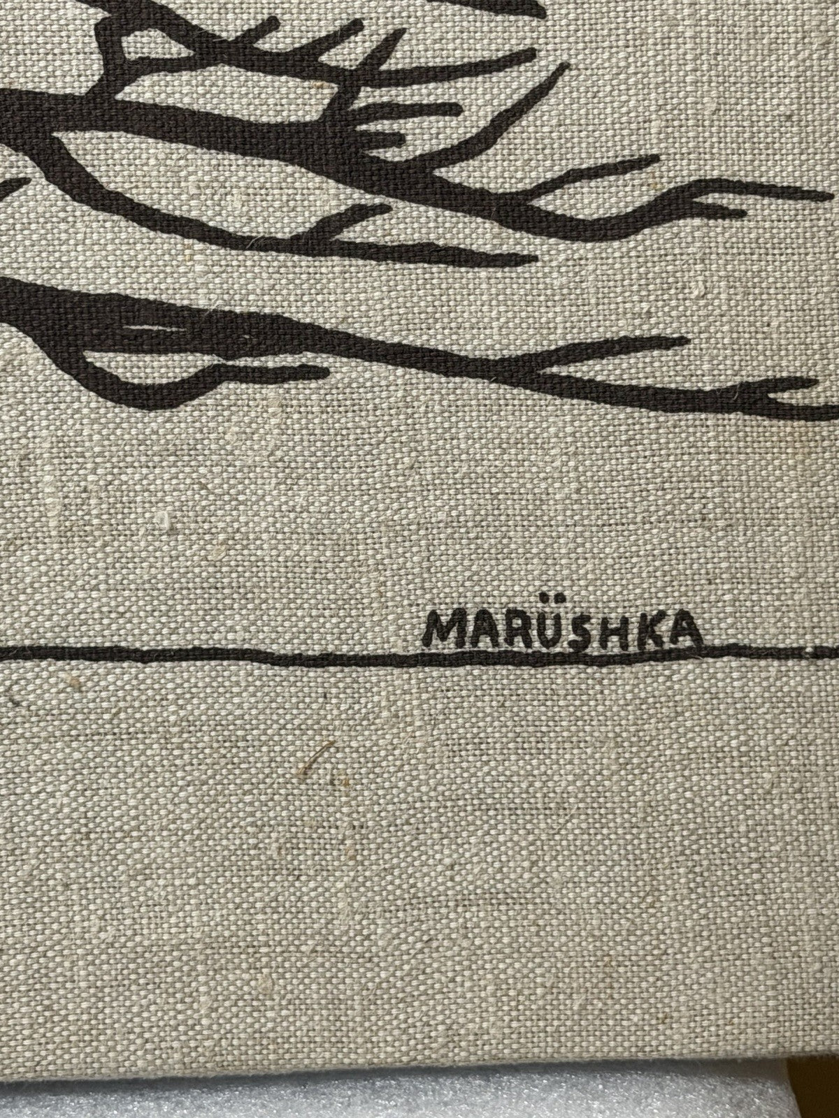 Vintage Marushka Bare Tree Canvas Wall Art Screen Print 1977 Signed USA MCM Art