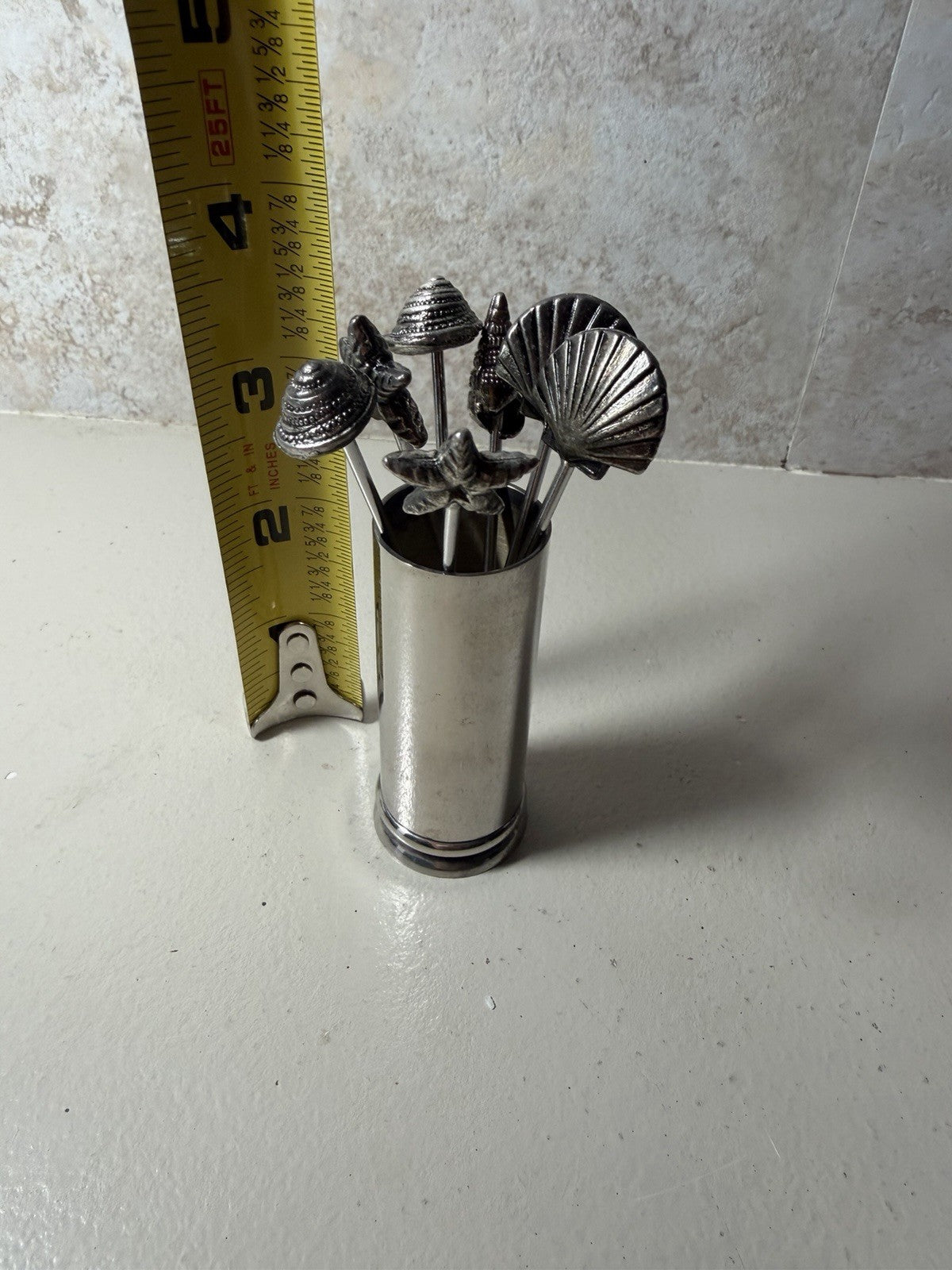 Coastal Cocktail Forks Set of 7 Stainless Steel Sea Shell Starfish Appetizer