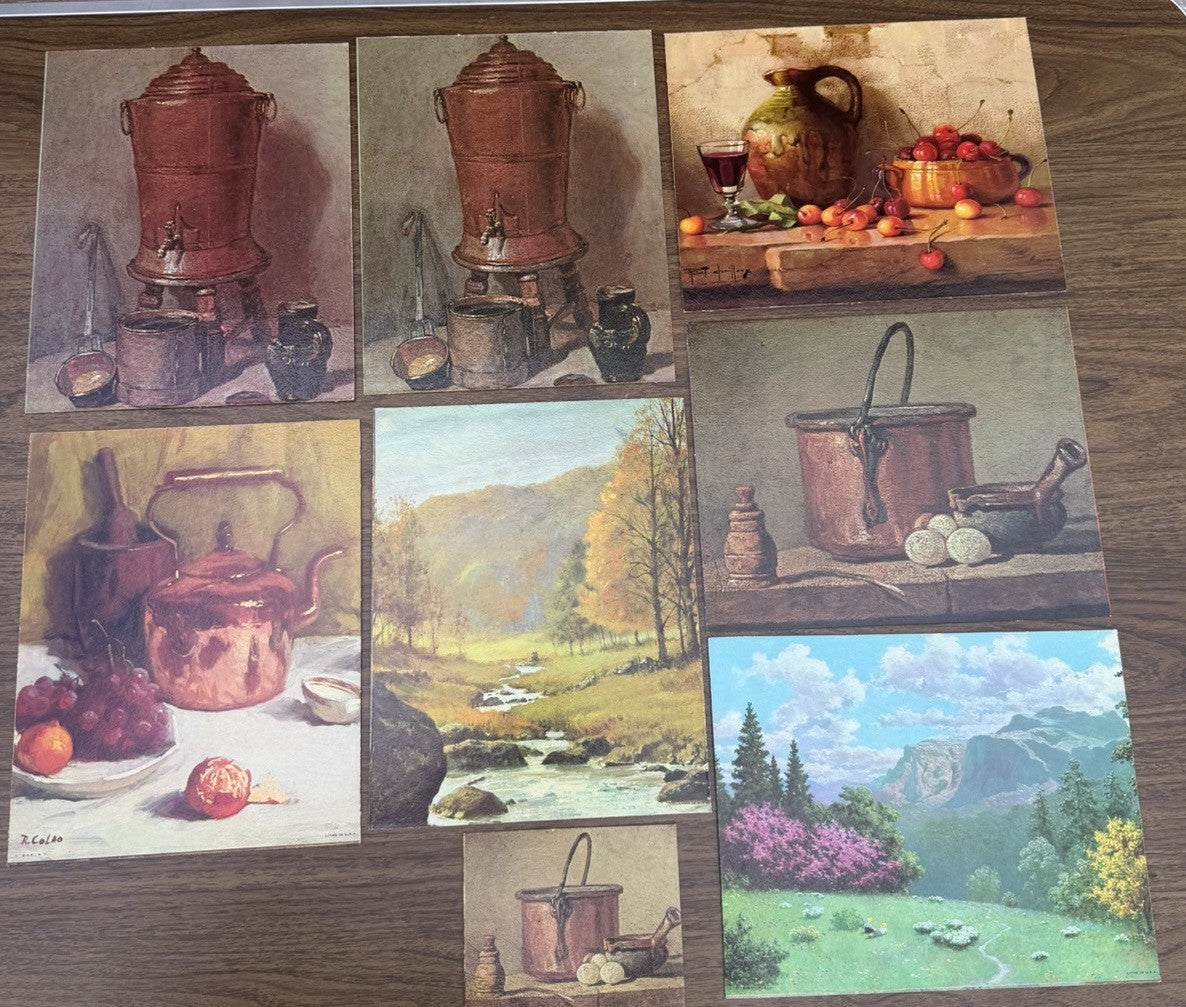 Vtg Lot 8 Textured Art Prints Board DAC Donald Art Co Chardin Colao Mid Century