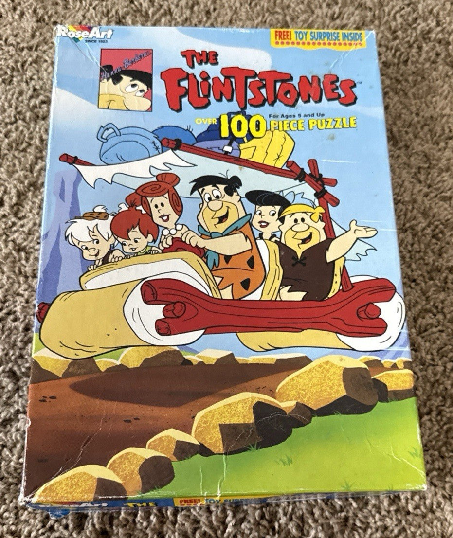Vintage 1993 Rose Art The Flintstones 100 Piece Puzzle Fred Barney Wilma Betty