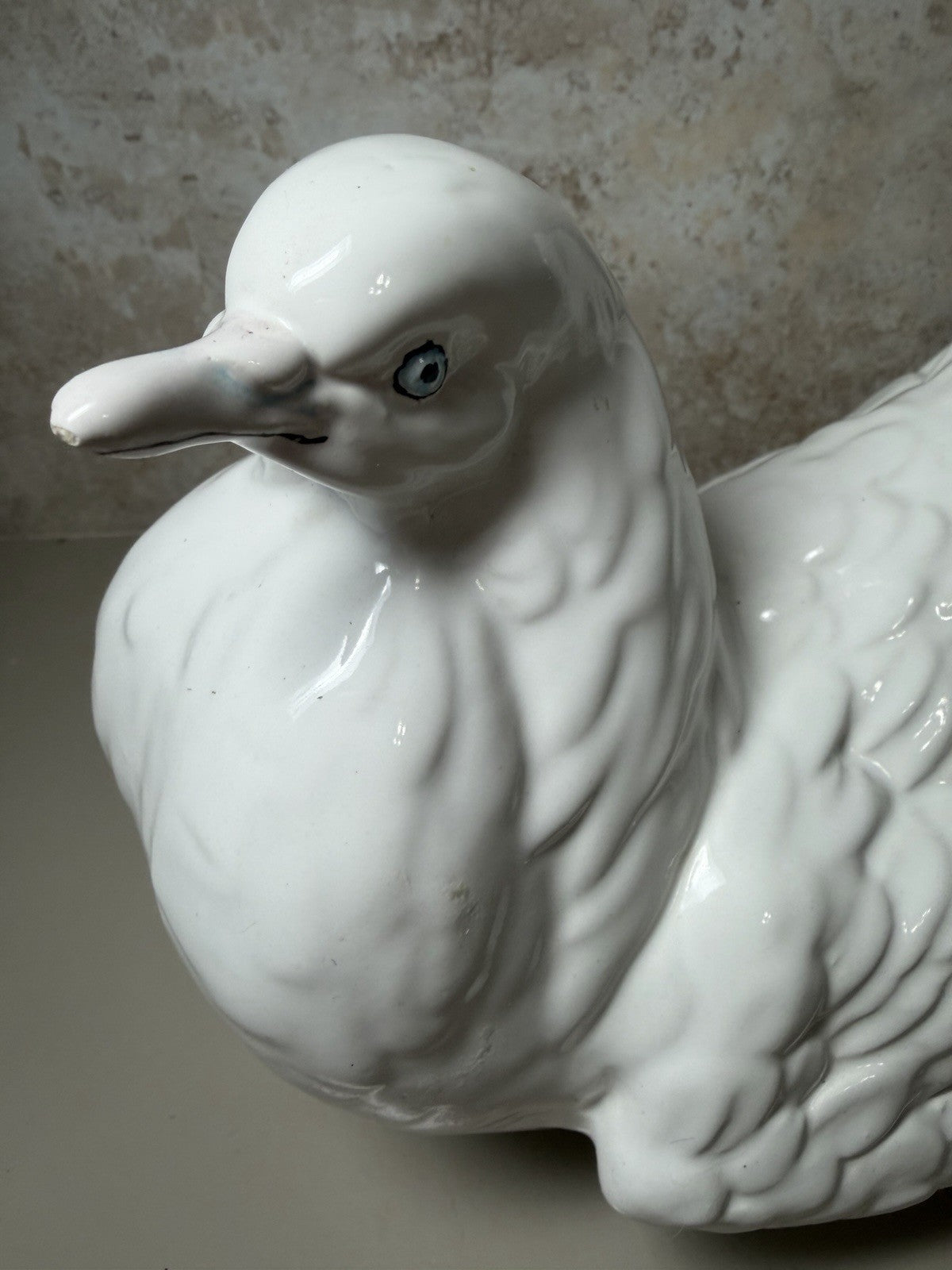 Vintage White Ceramic Dove Figurine 10in Large Bird Statue Glossy Porcelain 10"