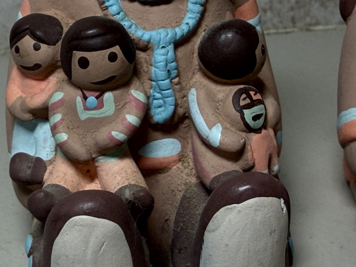 Vintage 1989 Teissedre Storyteller Native American Clay Pottery Figurines Pair