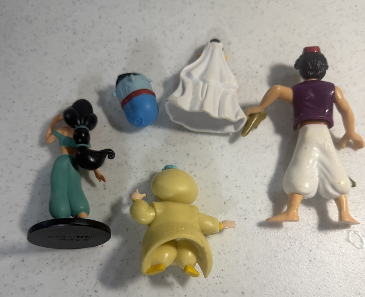 Vintage Disney Aladdin Figure Accessory Lot Magic Lamp Rajah 7 Piece Set