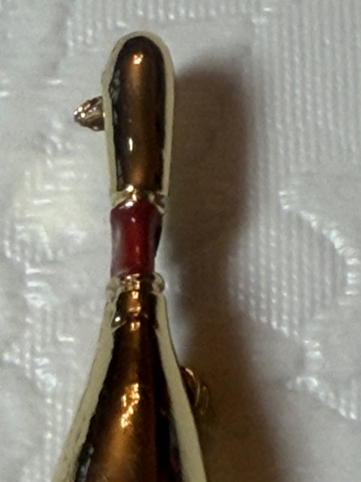 Vintage Bowling Pin and Ball Mini Brooch Pin Lot Gold Tone Red Rhinestone Accent