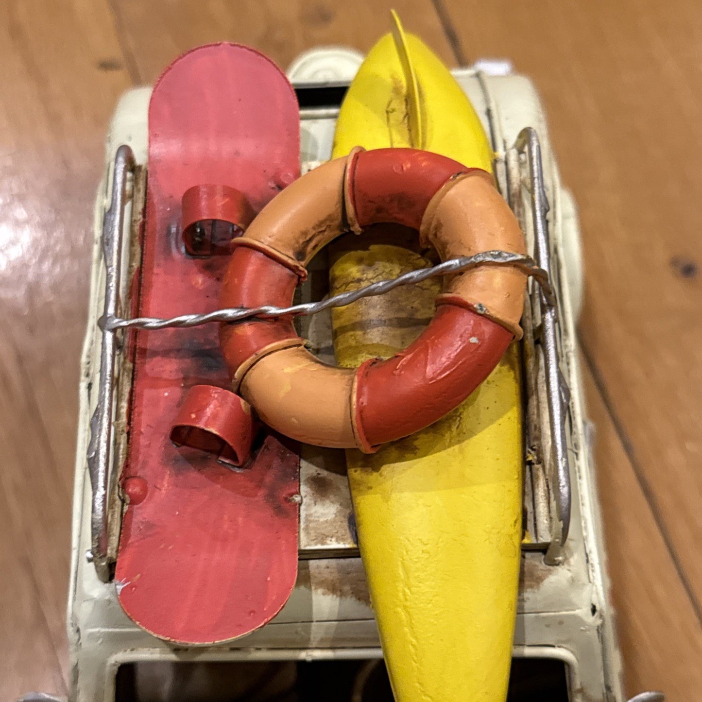 Vintage FIAT Tin Toy Car Travel Surf Snowboard Metal Vehicle - NEW