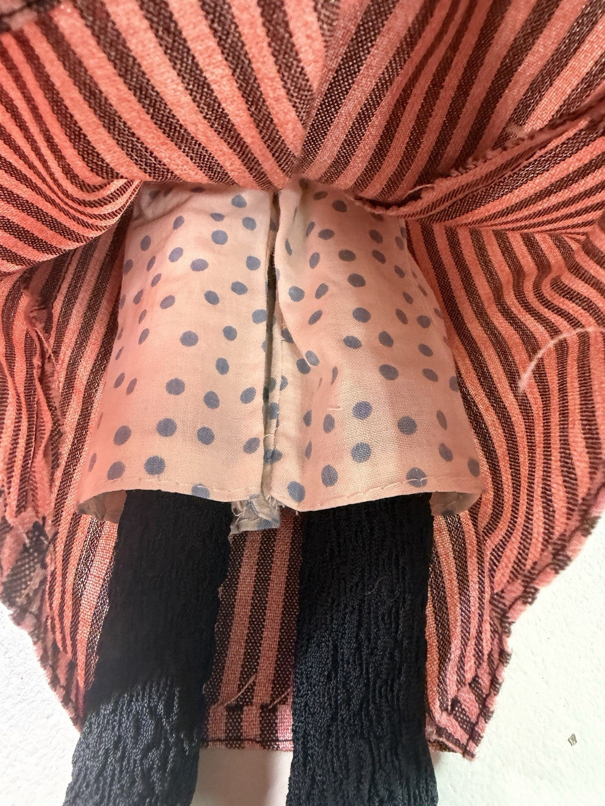 Vintage Handmade Folk Art Cloth Doll Painted Face Braided Yarn Hair Primitive