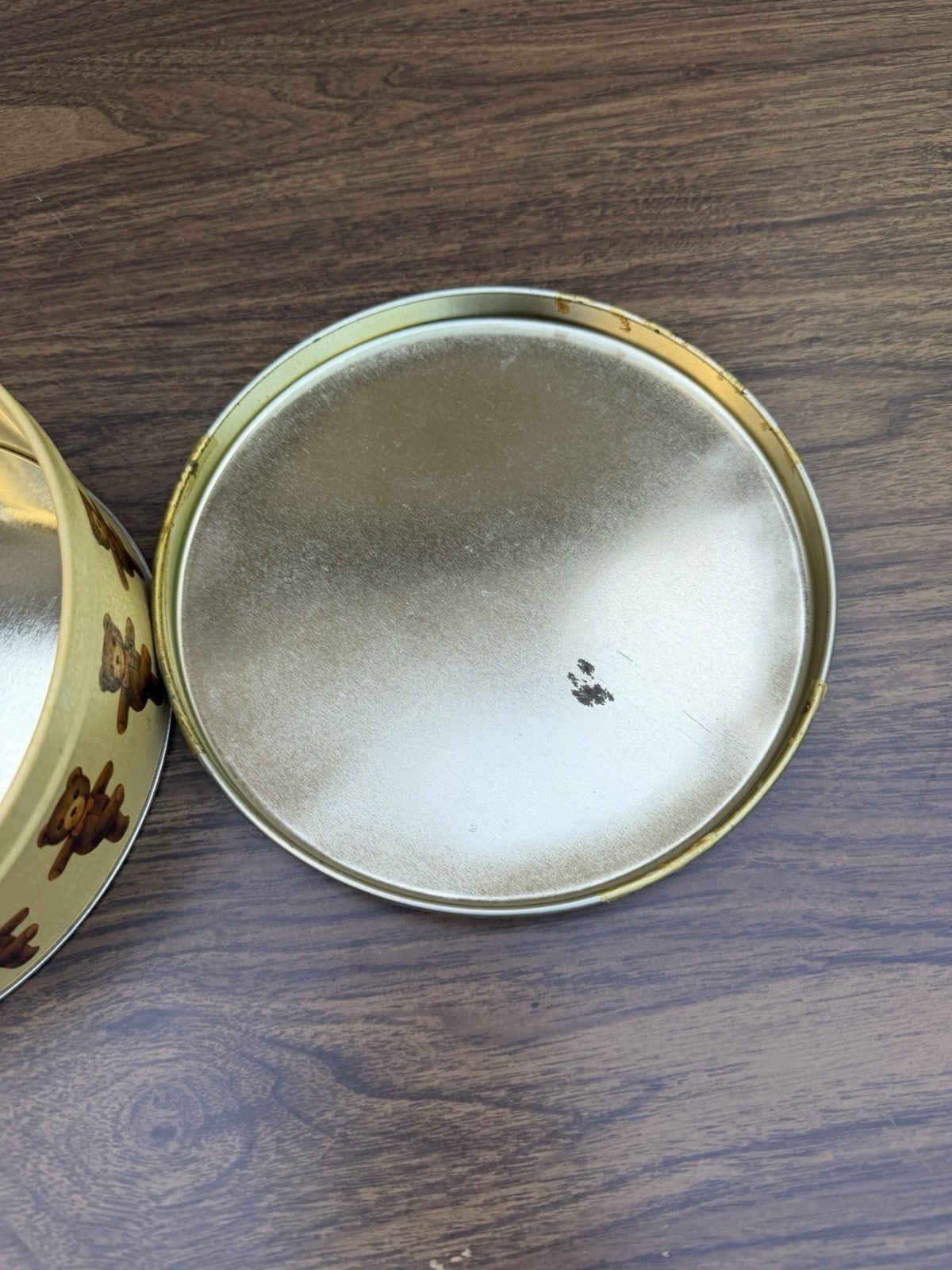 Vintage Teddy Bear Round Metal Tin Litho Cookie Biscuit Canister Dancing Bears