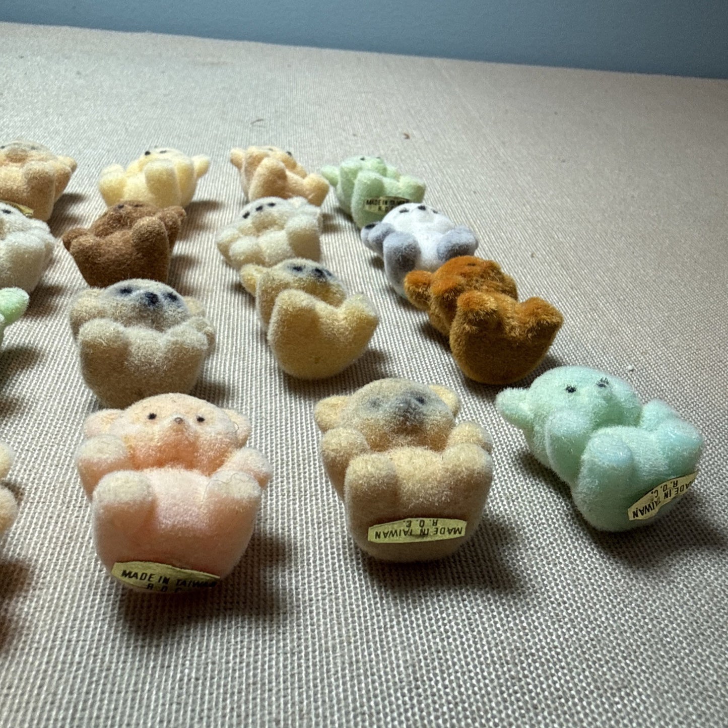 Vintage Flocked Miniature Teddy Bear Lot of 20 Craft Diorama Bears