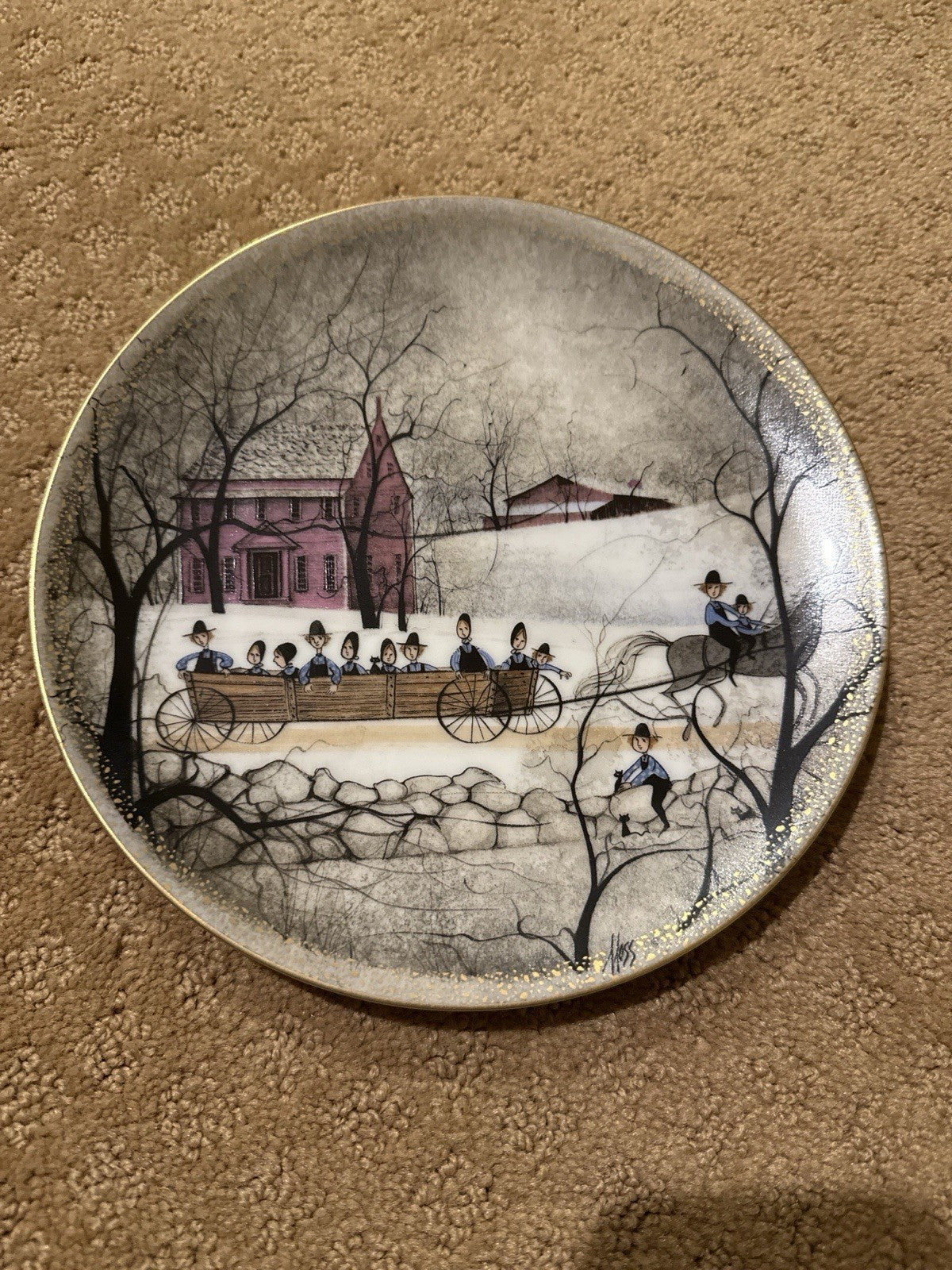 P Buckley Moss Hayride Plate Valley Life Series 8.25” Anna Perenna 4457/5000