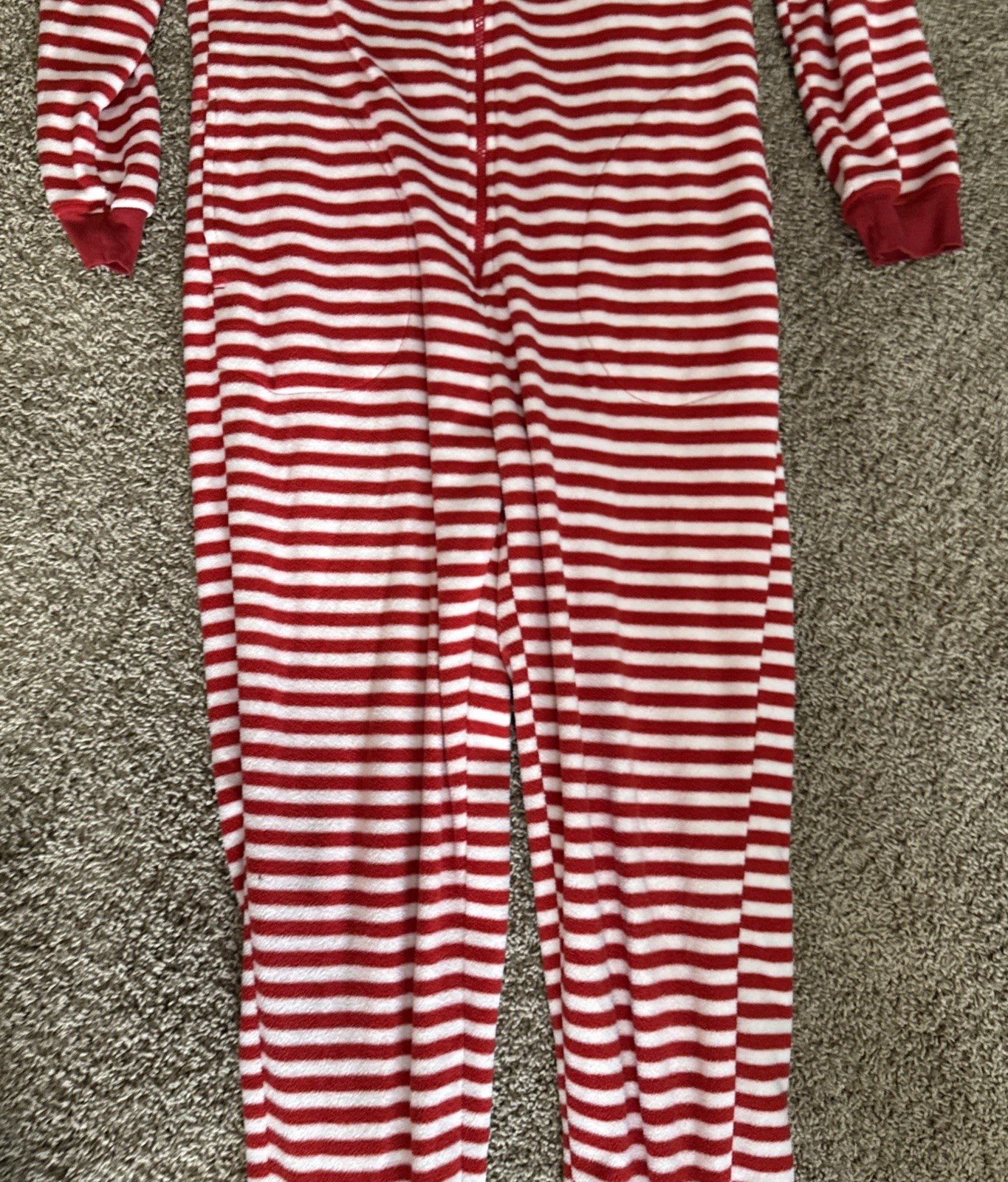 Nick and Nora Sock Monkey Pajamas Red White Striped One Piece Womens Size Small
