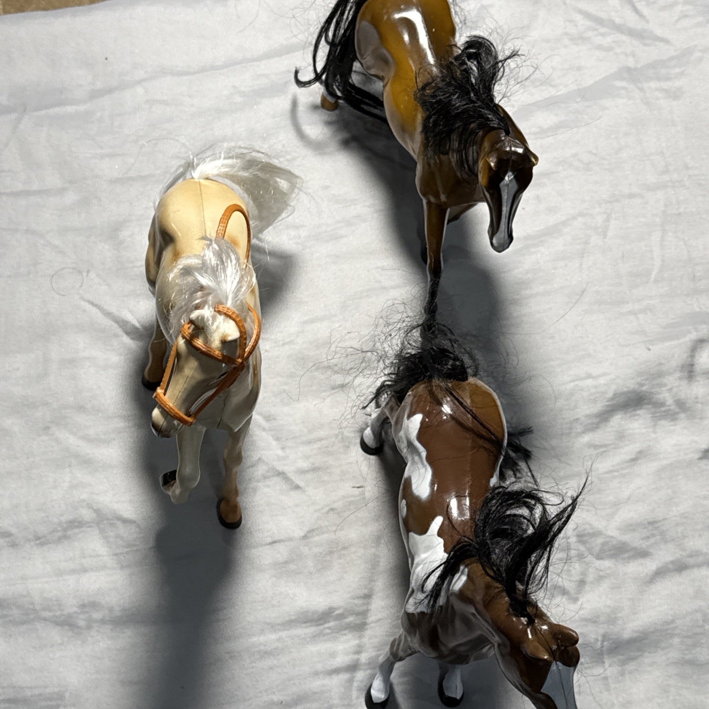 Lot of 3 MTHK 9 Inch Toy Horses Plastic Model Horses Hong Kong
