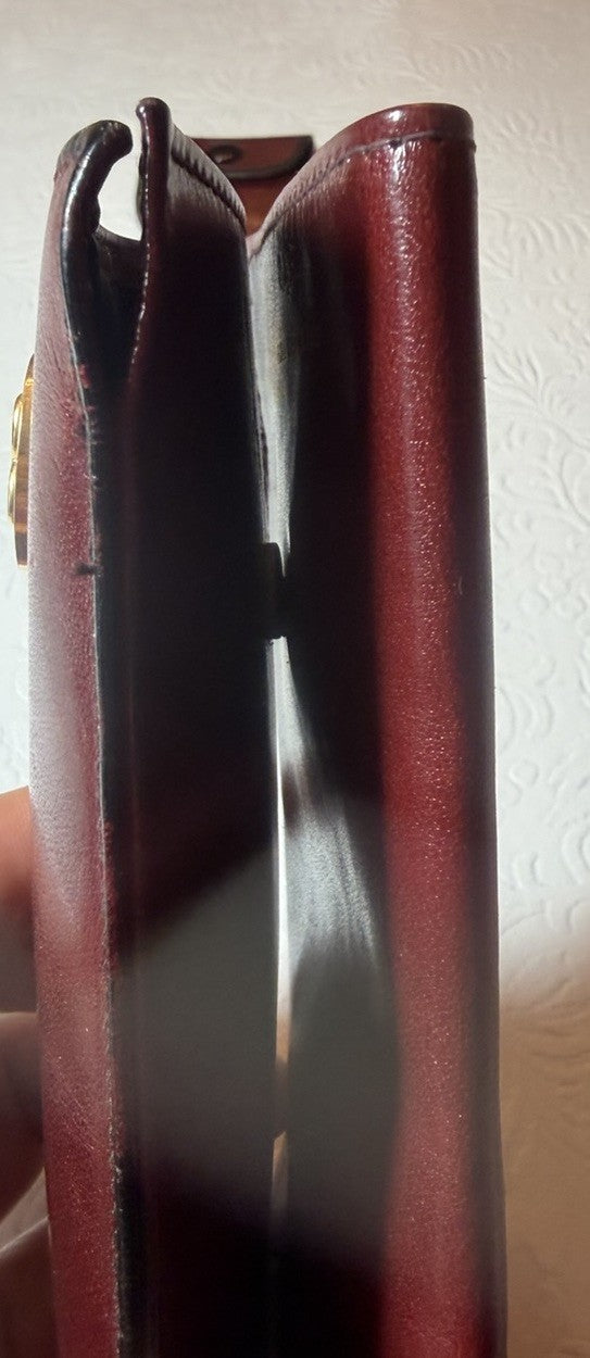 Vintage Lady Bosca Leather Eyeglass Case Keychain Set Burgundy Full Grain