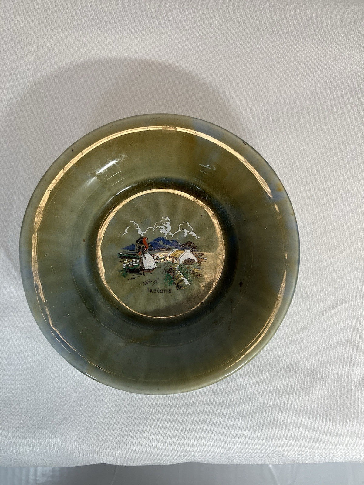 Irish Porcelain Miniature Plate 4.75" Green Made in Ireland Decorative