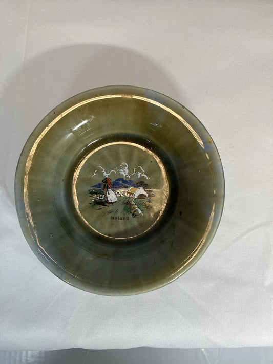 Irish Porcelain Miniature Plate 4.75" Green Made in Ireland Decorative