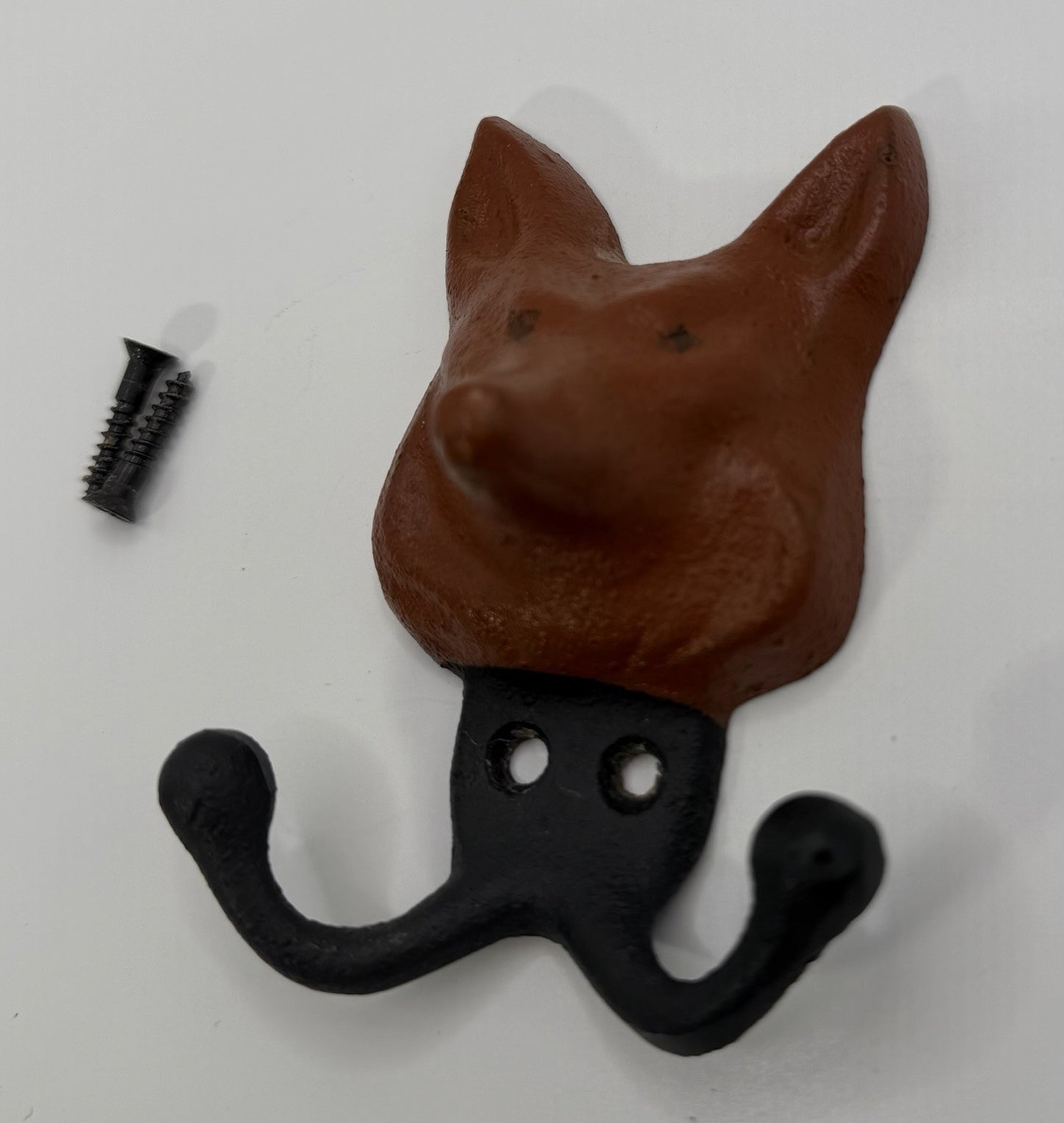 Vintage Cast Iron Wolf Head Wall Hook Rustic Cabin Coat Hat Hanger