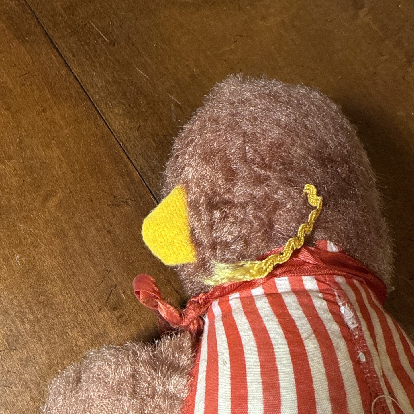 Vintage Superior Toy and Novelty Co Stuffed Monkey Red and White Striped Outfit