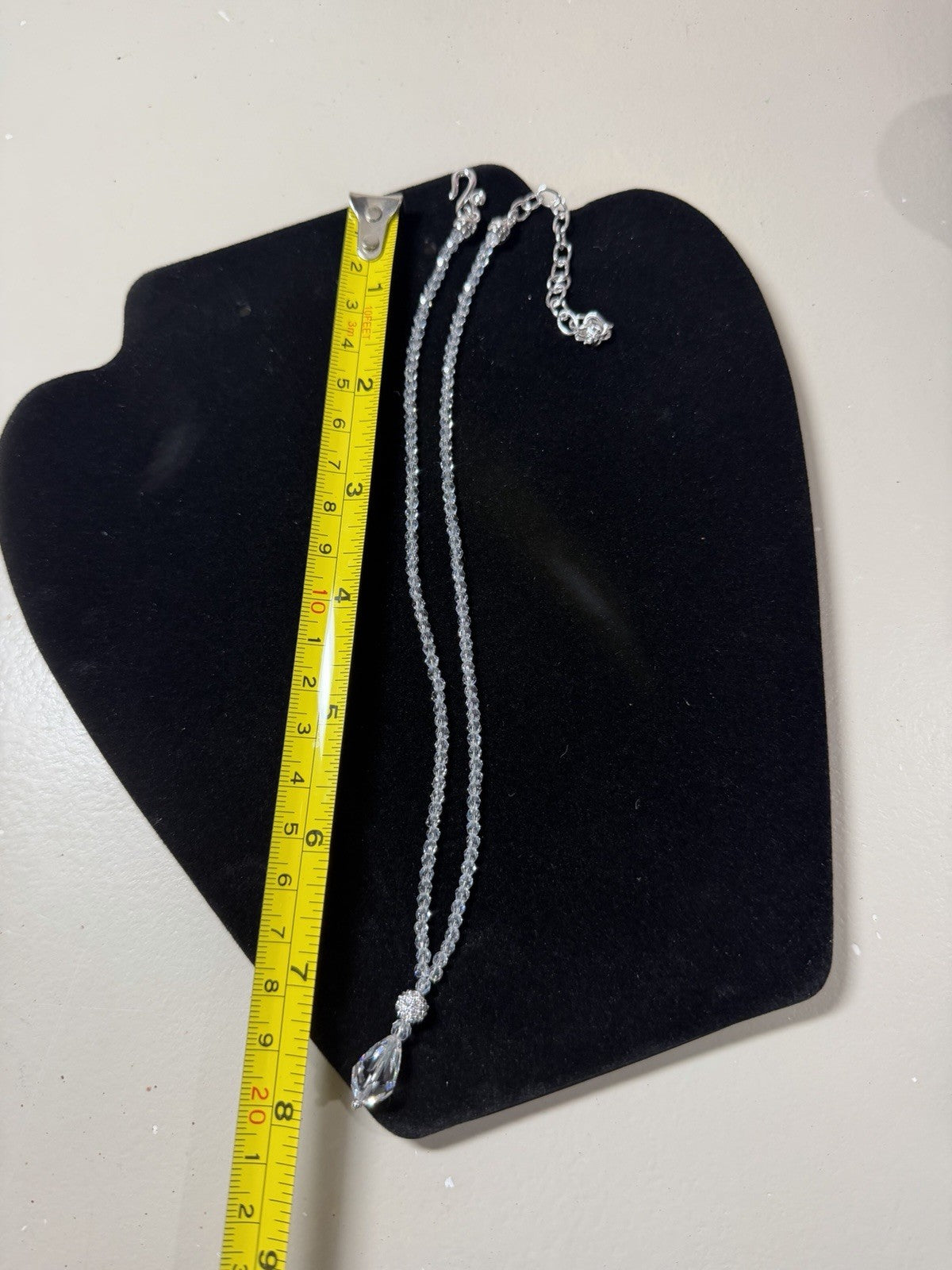 Swarovski Crystal Pendant Necklace Teardrop Silver Tone Chain Certificate Box