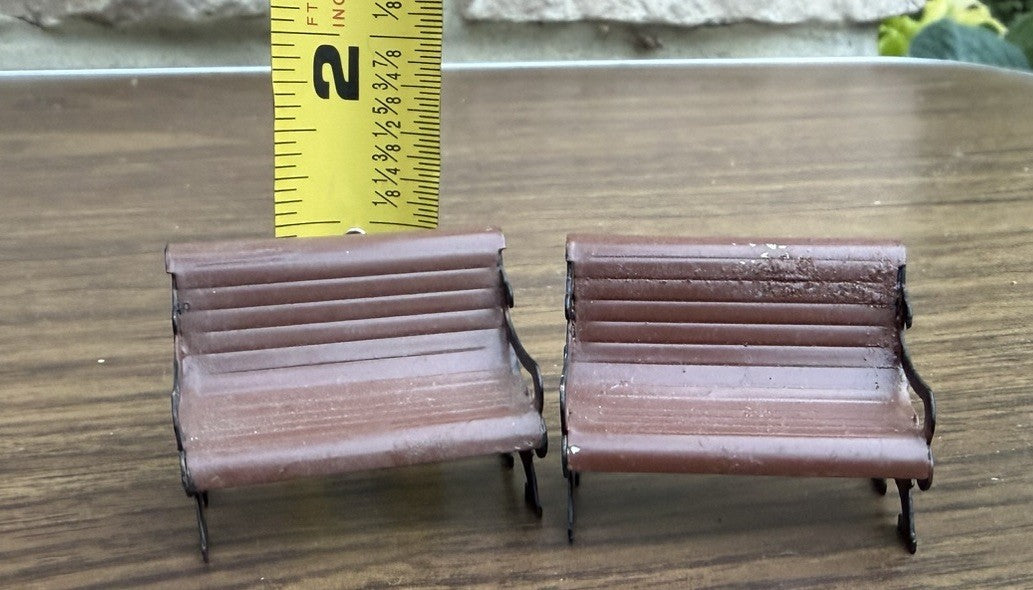 Lemax Christmas Village Park Bench Brown Metal 24033 Lot of 2