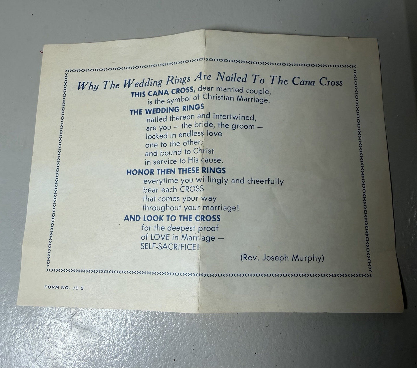 Vintage 1972 Cana Wedding Ring Wall Hanging Boxed Pope Paul VI Note Religious