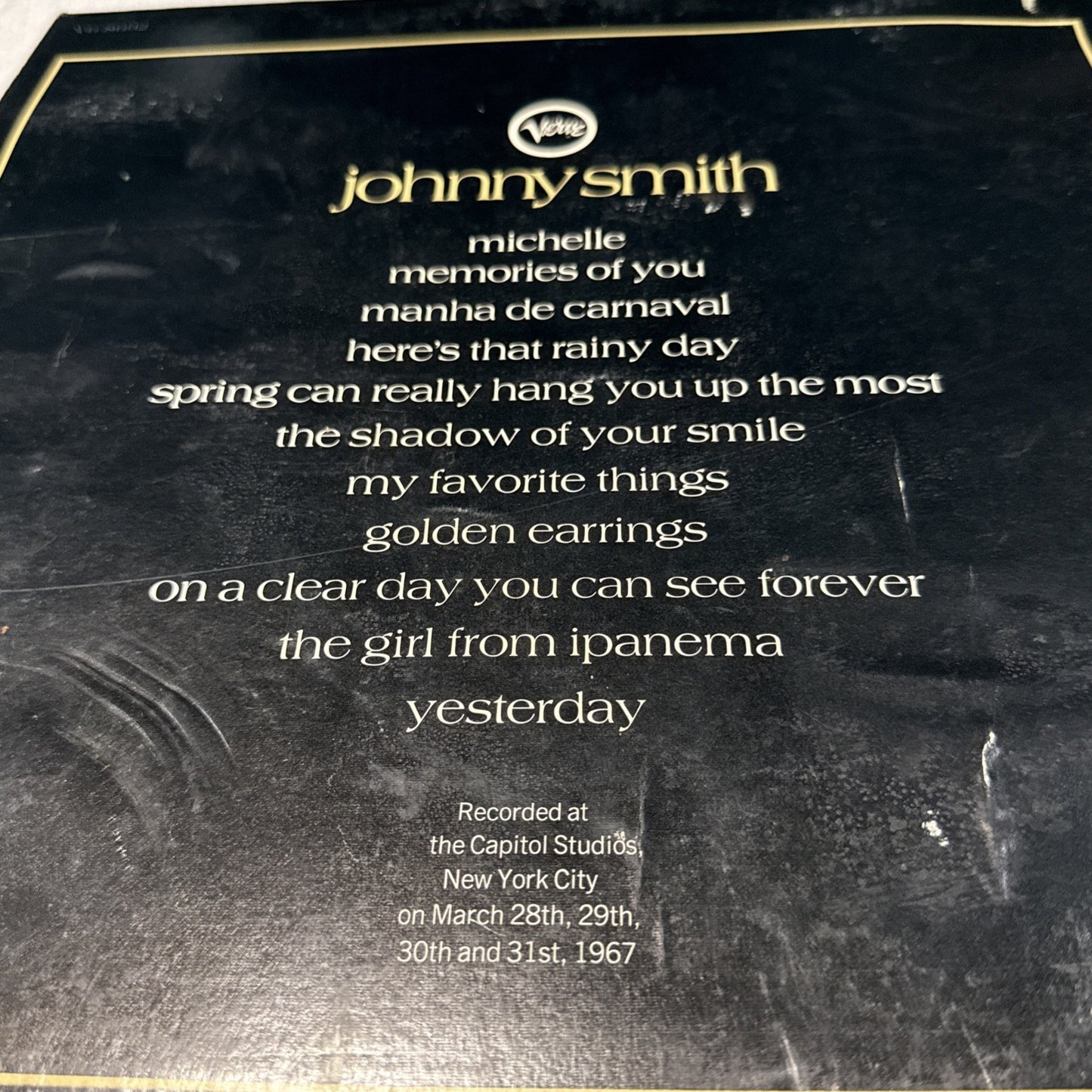 Johnny Smith Self Titled LP Verve Vinyl 1967 Guitar Jazz