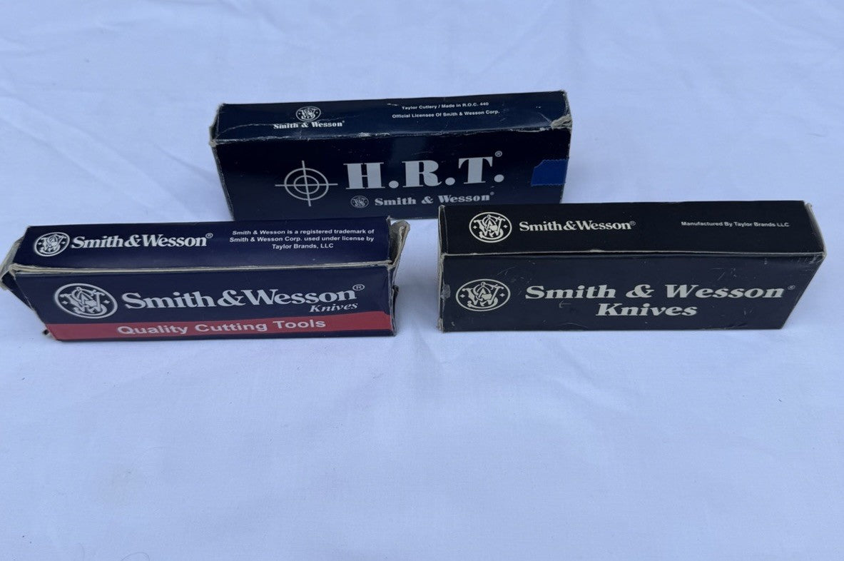 Smith & Wesson Folding Pocket Knife Lot of 3 HRT Taylor Brands Knives
