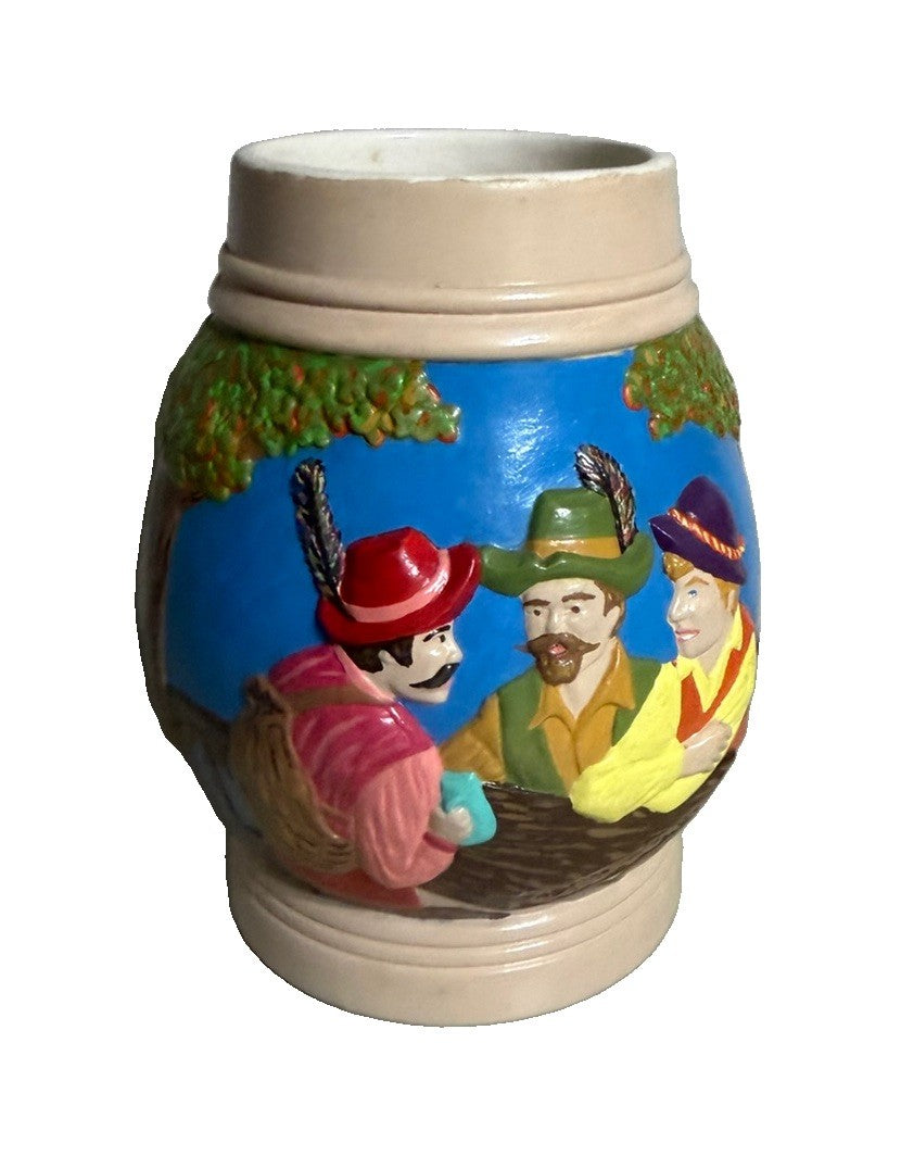 Vintage Hand Painted Ceramic Beer Stein Bavarian Village Scene 1973