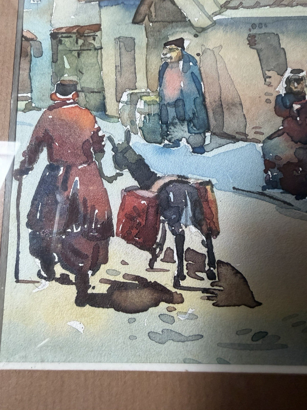 Signed Original Watercolor Painting Budapest Street Scene Framed Art Dated 2005