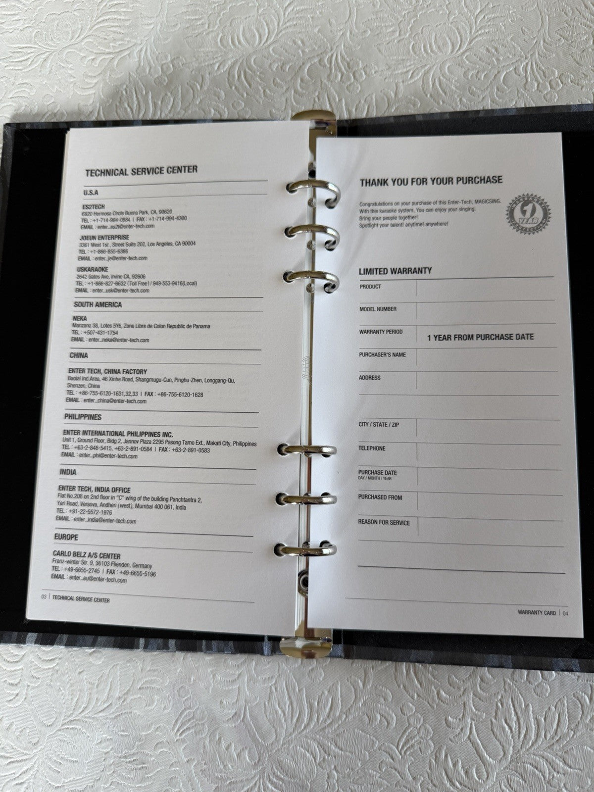Vintage Magic Sing ED-9000 Karaoke Songbook Handbook User Manual Enter-Tech Book