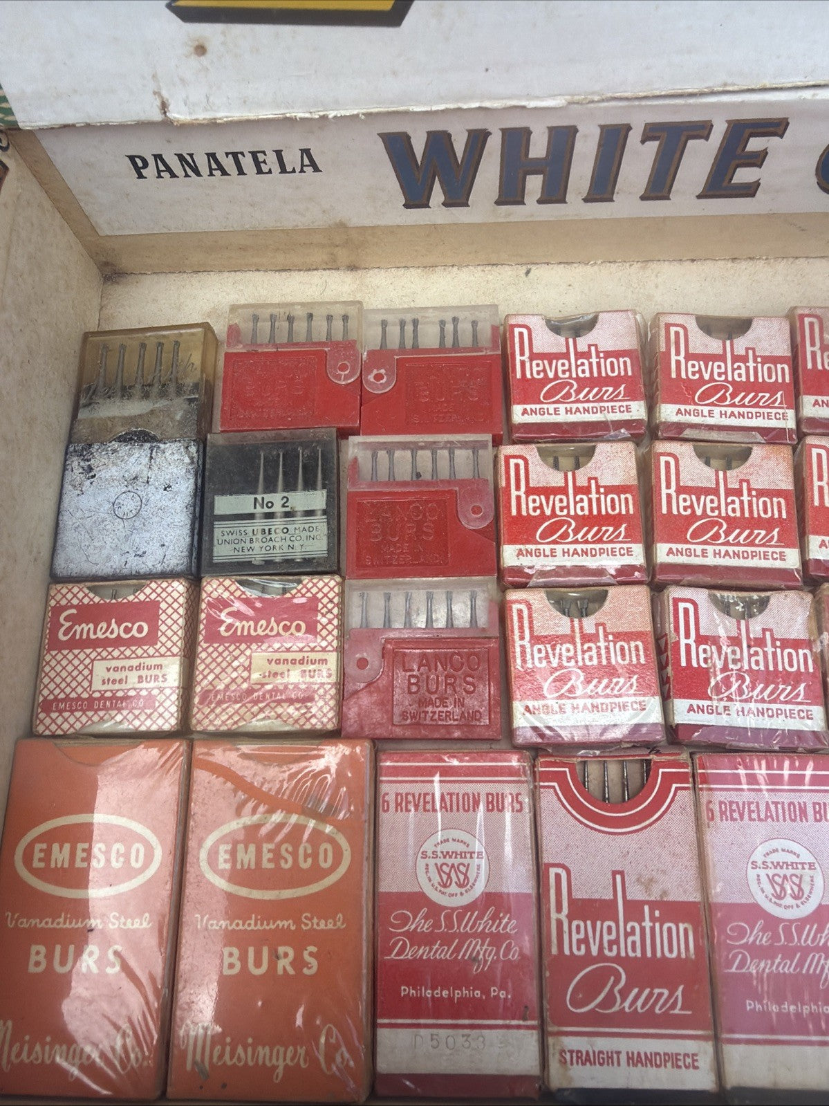 Vintage Revelation Dental Bur Box SS White Ransom Randolph Medical Display Case
