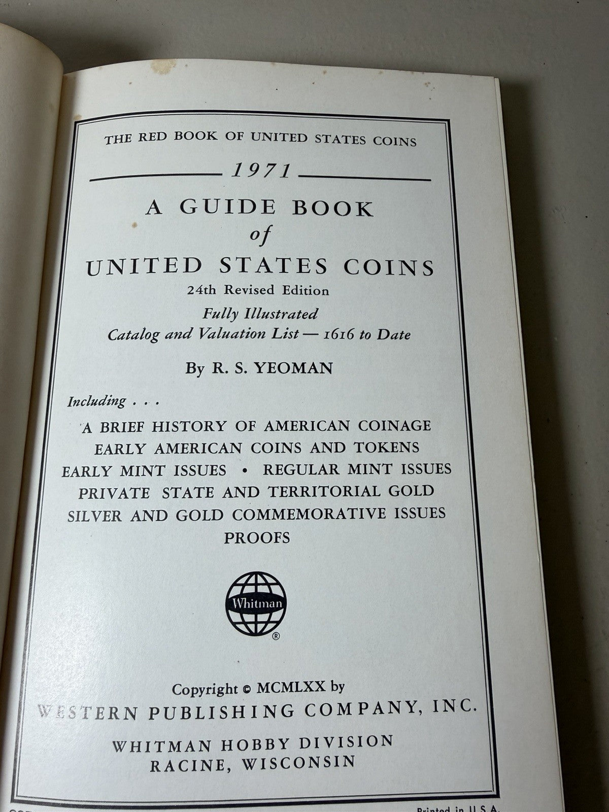 Vintage 1971 Guide Book United States Coins 24th Edition Red Book R.S. Yeoman HC