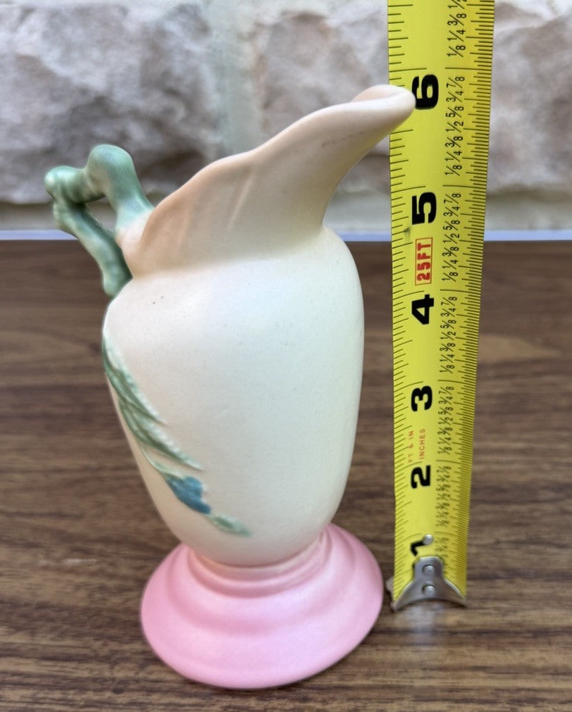 Vintage Hull Pottery Woodland Ewer Pitcher Pink Green 5.5"x3"