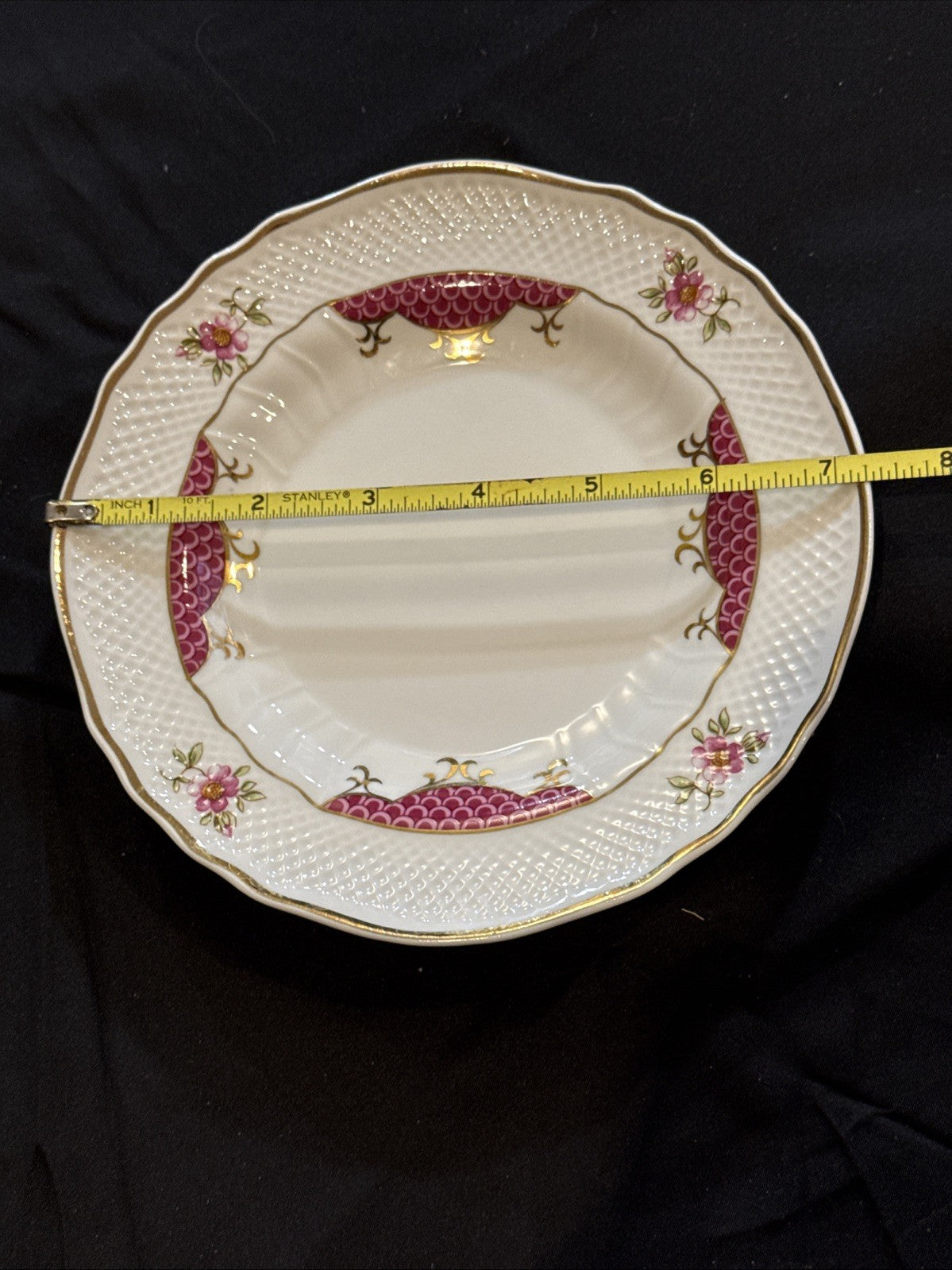 Hollóházi Henriett Pattern Cake Plate Set of 6 w/Matching Serving Tray Hungary