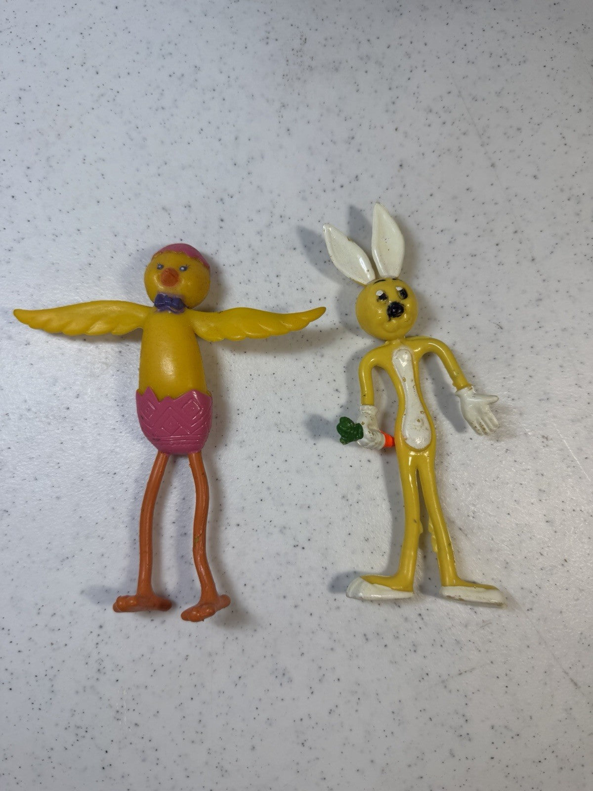 Vintage Bendy Toy Lot 1988 Tak-A-Toy Sealed Baseball & Loose Easter Figures