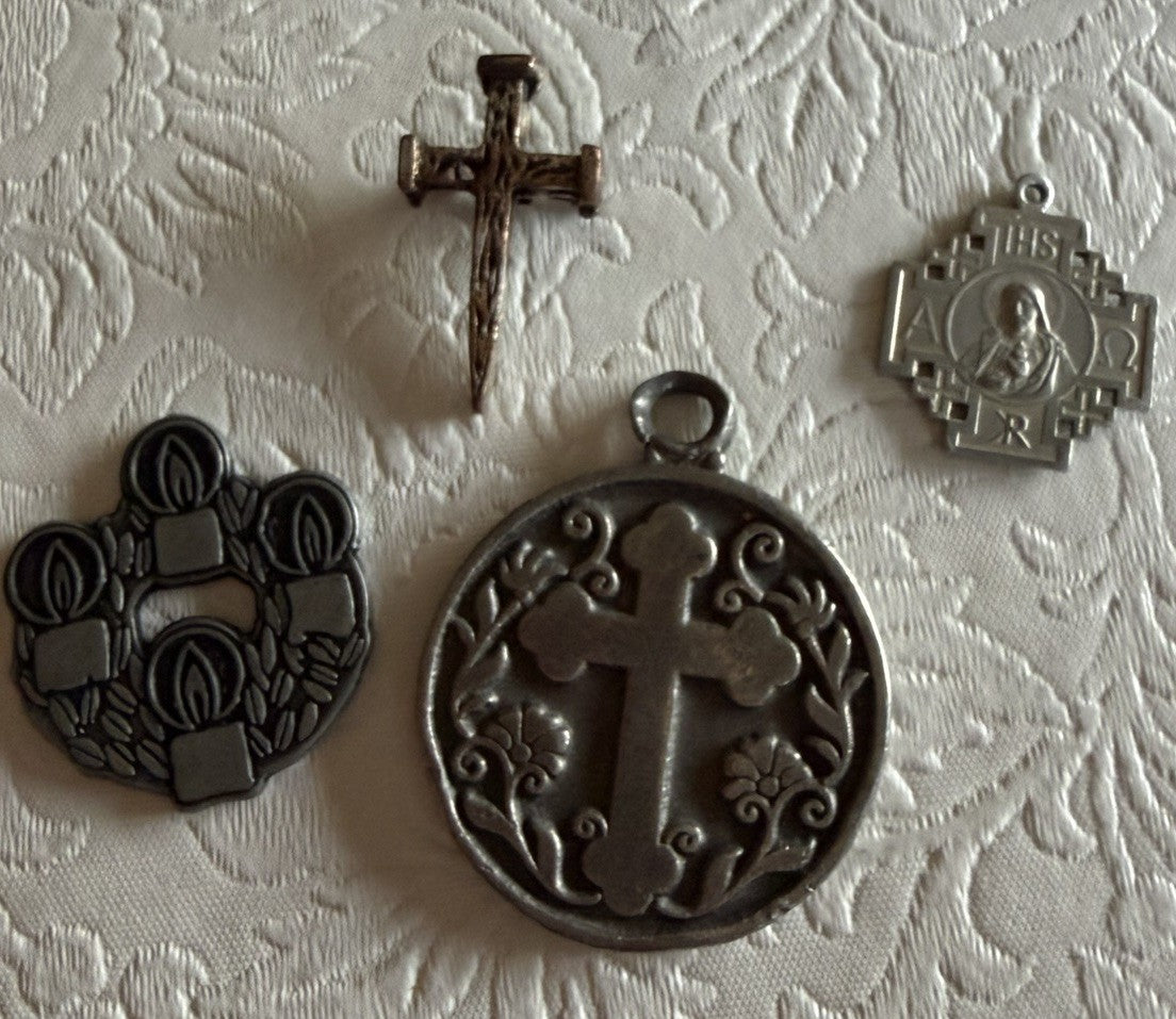 Vintage Catholic Religious Lot Medals Cards Guardian Angel Guardian Pin Bookmark