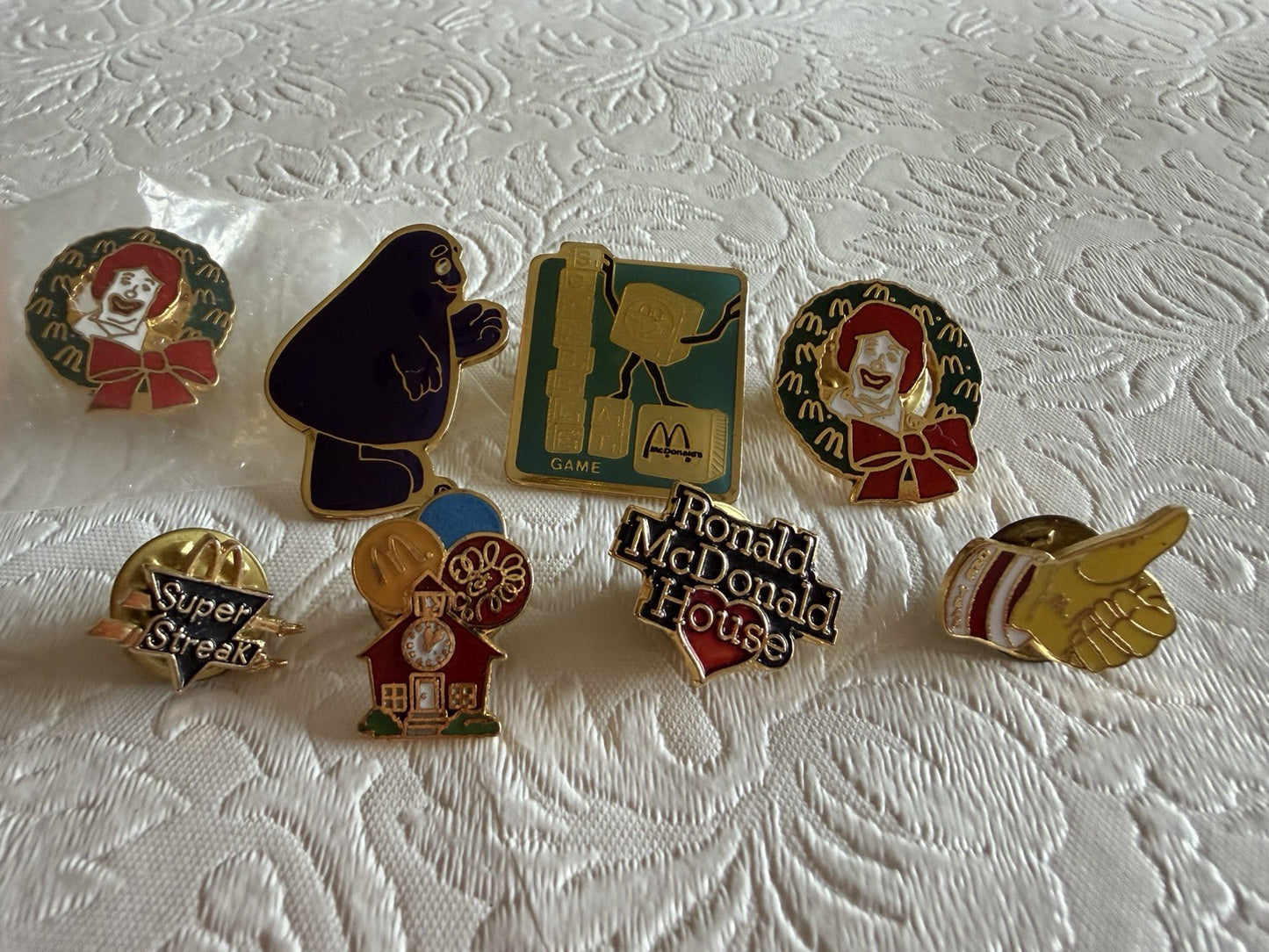 Vintage McDonald's Lapel Pins Lot Grimace Ronald Scrabble House Charity 8 Pc⁠
