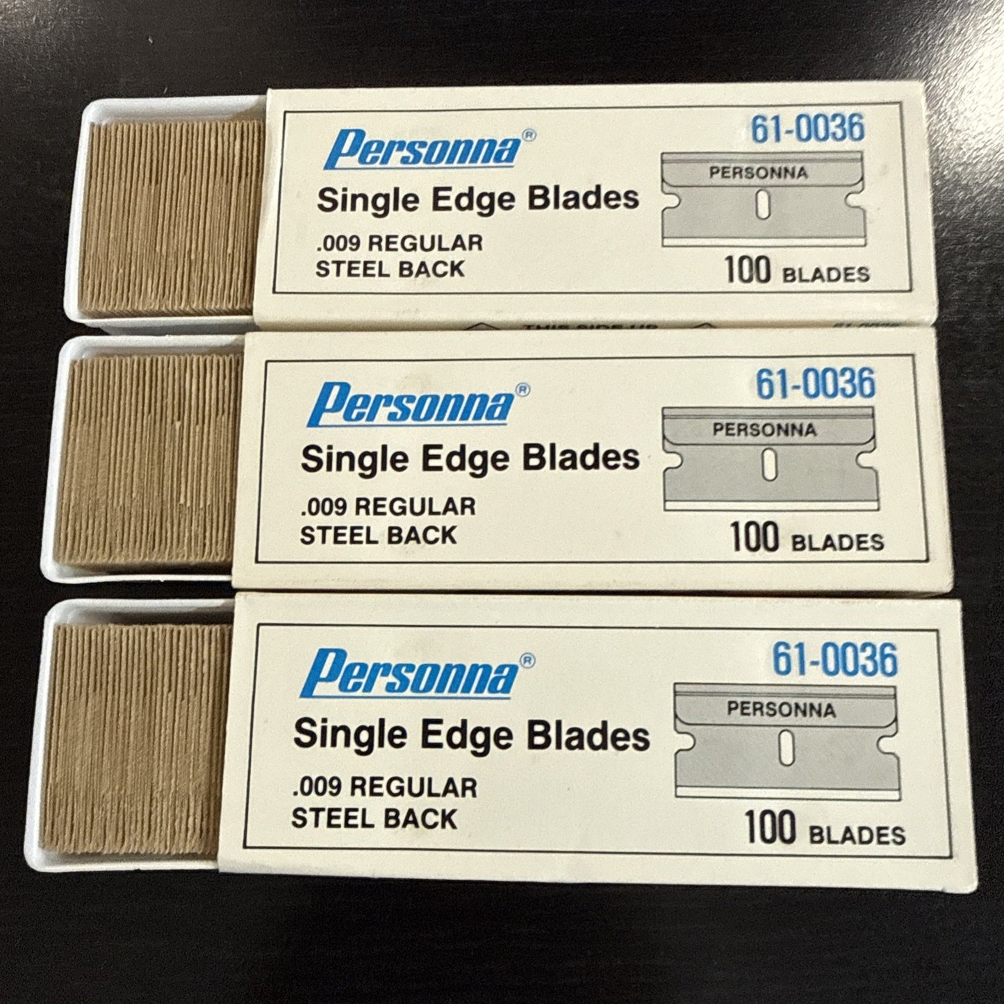 Personna 61-0036 Single Edge Blades .009 STEEL BACK 3 Pack 300 Count