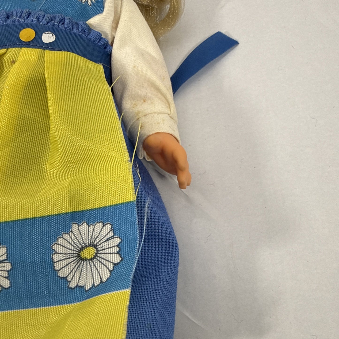 Vintage Sweden Vinyl Doll Sleepy Eyes Blue Yellow Folk Costume 9'