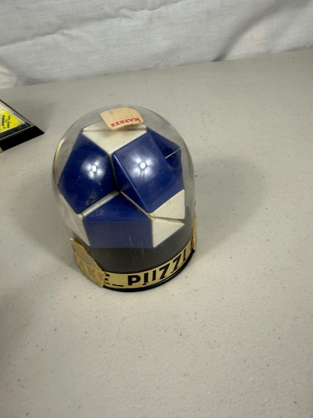 Vintage Rubiks Snake Puzzle Blue White Original Dome Case 1980s