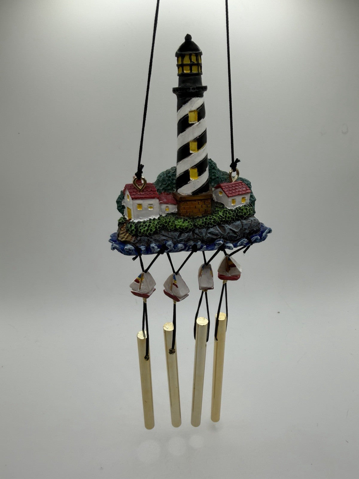 Lighthouse Wind Chime Nautical Decor Metal Chimes 8.5"